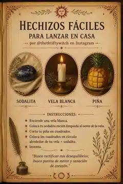 Hechizos Fáciles para Lanzar en Casa por @thethtiftywitch en Instagram