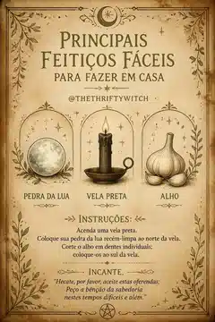 Principais Feitiços Fáceis para Fazer em Casa por @thethtiftywitch no Instagram