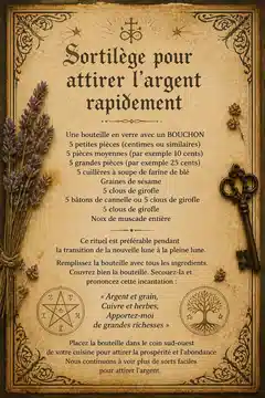 Sortilège pour attirer l'argent rapidement