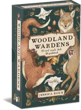The Woodland Wardens deck and guidebook resting on a wooden surface